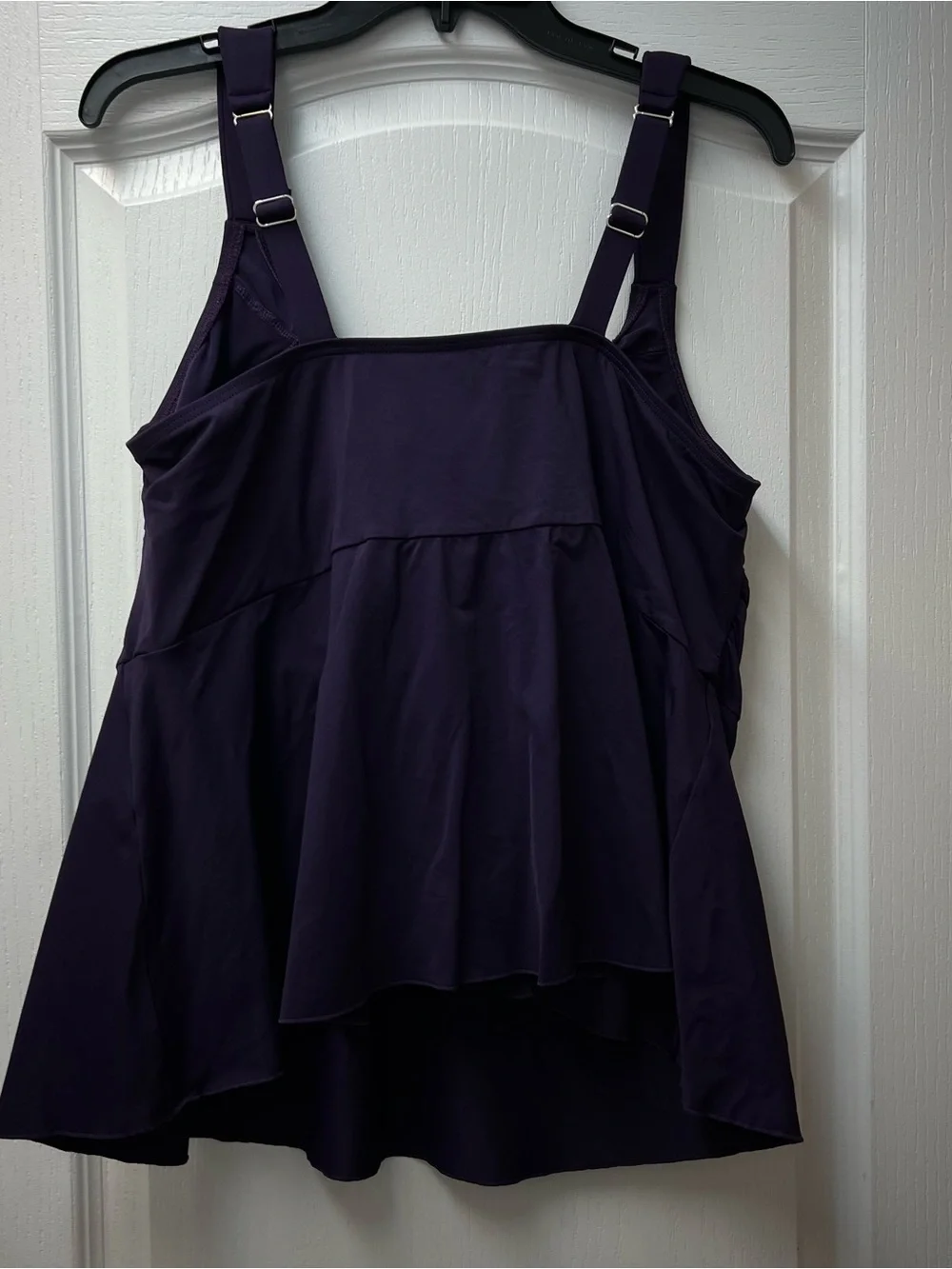 Lands End Built In Bra Adjustable Straps Eggplant Purple Tankini Top Sz 1X